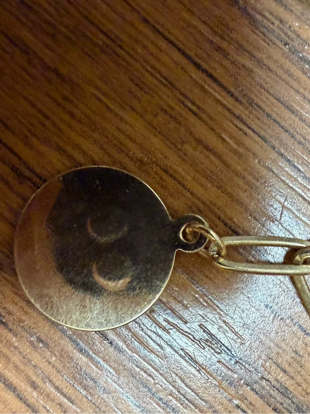 Gold Tone Paperclip Chain Smiley Face Pendant Necklace 17” Happy Face Trendy